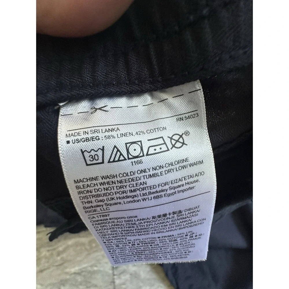Banana Republic Aiden Shorts Mens 38 Navy Chino Slim Fit Stretch Linen Blend